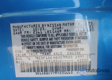 2024 Nissan Sentra Sv Xtronic Cvt from USA, damaged, VIN 3N1AB8CV7RY231665